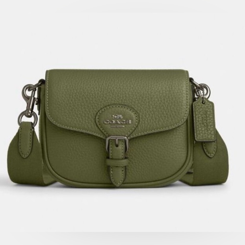 NWT Coach Military Green Amelia Small Saddle Bag